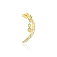 Four-Pointed Star Single Earring, 925 Sterling Silver (18K Yellow Gold)