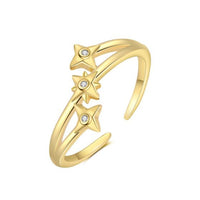 Four-Pointed Star Single Earring, 925 Sterling Silver (18K Yellow Gold)
