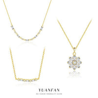 Golden Snowflake Crystal Necklace in .925 Sterling Silver