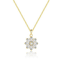Golden Snowflake Crystal Necklace in .925 Sterling Silver