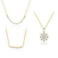 Golden Snowflake Crystal Necklace in .925 Sterling Silver