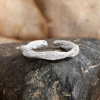 Hammered Twisted Cross 925 Sterling Silver Adjustable Ring