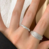 Hammered Twisted Cross 925 Sterling Silver Adjustable Ring