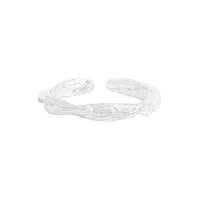 Hammered Twisted Cross 925 Sterling Silver Adjustable Ring