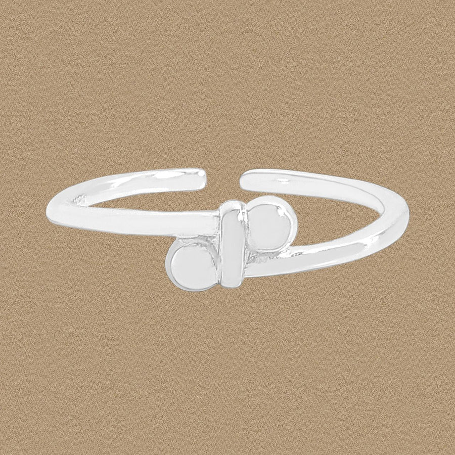 Double Cross Beads 925 Sterling Silver Adjustable Ring