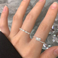 Double Cross Beads 925 Sterling Silver Adjustable Ring