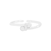Double Cross Beads 925 Sterling Silver Adjustable Ring