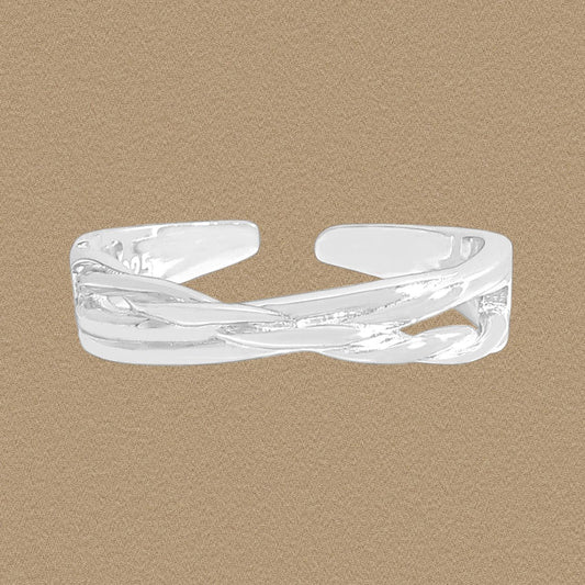 Irregular Winding Weave 925 Sterling Silver Adjustable Ring