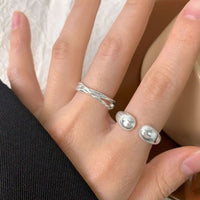 Masculine Geometry Waterdrop Sterling Silver Adjustable Ring