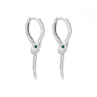 Green Crystal Snake Eye Leverback Earrings