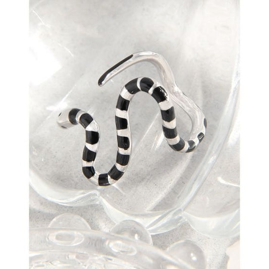 Black Epoxy Snake 925 Sterling Silver Adjustable Ring