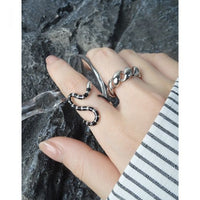 Black Epoxy Snake 925 Sterling Silver Adjustable Ring