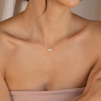 Oval Crystal Flower Petal Necklace in Sterling Silver