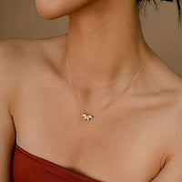 Oval Crystal Flower Petal Necklace in Sterling Silver