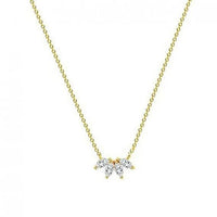 Oval Crystal Flower Petal Necklace in Sterling Silver