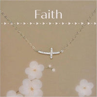 Crystal Smile Cross 925 Sterling Silver Necklace