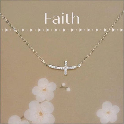 CZ Smile Cross 925 Sterling Silver Necklace
