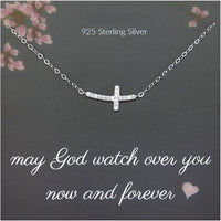 Crystal Smile Cross 925 Sterling Silver Necklace