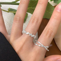 Bamboo Joint Cross Adjustable 925 Sterling Silver Ring