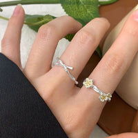 Bamboo Joint Cross Adjustable 925 Sterling Silver Ring