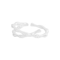 Bamboo Joint Cross Adjustable 925 Sterling Silver Ring
