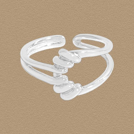 Irregular Wrapped Lines Adjustable Sterling Silver Ring