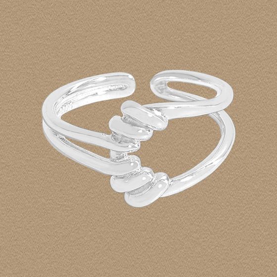 Irregular Wrapped Lines Adjustable Sterling Silver Ring