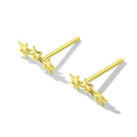 Three Hollow Stars Sterling Silver Stud Earrings