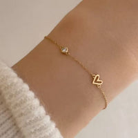 Round Crystal Bubble Hollow Heart Bracelet, 925 Sterling Silver