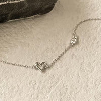 Round Crystal Bubble Hollow Heart Bracelet, 925 Sterling Silver