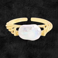 Irregular Baroque Pearl Adjustable Ring in 925 Sterling Silver
