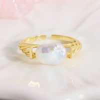 Irregular Baroque Pearl Adjustable Ring in 925 Sterling Silver