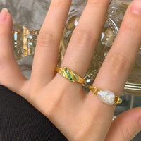 Irregular Baroque Pearl Adjustable Ring in 925 Sterling Silver