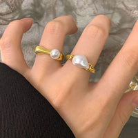 Irregular Baroque Pearl Adjustable Ring in 925 Sterling Silver