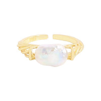 Irregular Baroque Pearl Adjustable Ring in 925 Sterling Silver