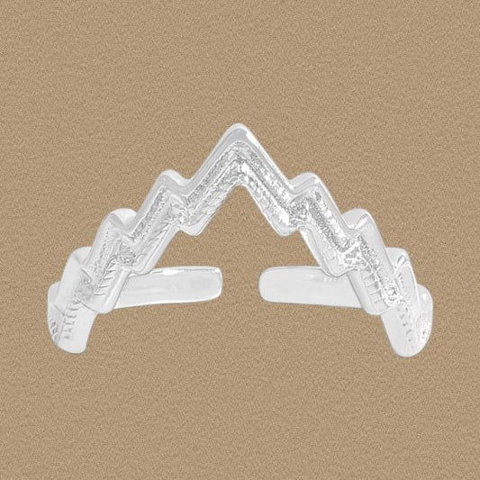 Irregular V Shape 925 Sterling Silver Adjustable Ring
