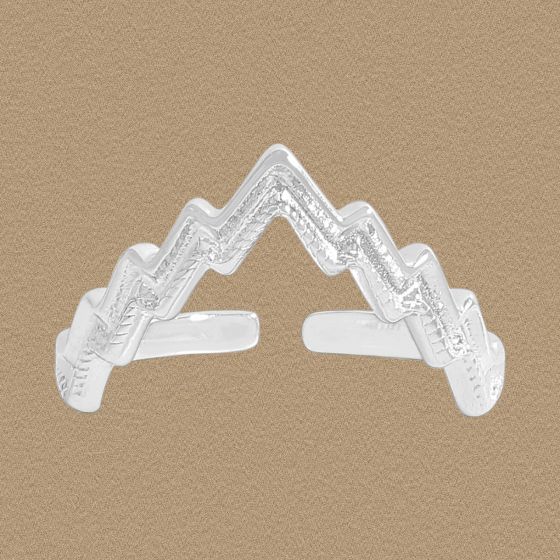 Irregular V Shape 925 Sterling Silver Adjustable Ring