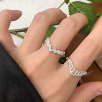 Irregular V Shape 925 Sterling Silver Adjustable Ring