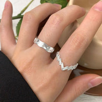 Irregular V Shape 925 Sterling Silver Adjustable Ring