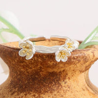 Plum Blossom Flower 925 Sterling Silver Adjustable Ring