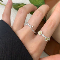 Plum Blossom Flower 925 Sterling Silver Adjustable Ring