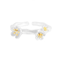 Plum Blossom Flower 925 Sterling Silver Adjustable Ring