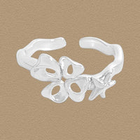 Irregular Hollow Heart and Star Sterling Silver Adjustable Ring