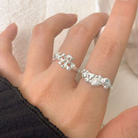 Irregular Hollow Heart and Star Sterling Silver Adjustable Ring
