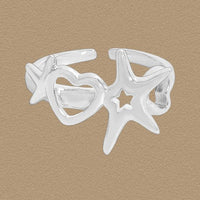 Hollow Moonstone Stars Heart Adjustable Ring