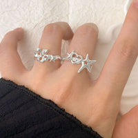 Hollow Moonstone Stars Heart Adjustable Ring