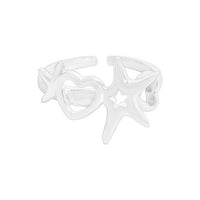 Hollow Moonstone Stars Heart Adjustable Ring