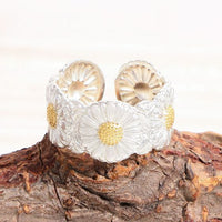 Daisy Flowers 925 Sterling Silver Adjustable Ring