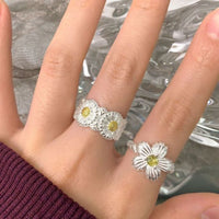 Daisy Flowers 925 Sterling Silver Adjustable Ring