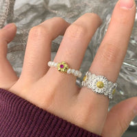 Daisy Flowers 925 Sterling Silver Adjustable Ring
